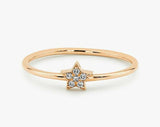 0.5ct Engagement Ring Round Diamond Star Shaped Minimalist 14k Rose Gold Finish