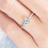 1.2ct Round Cut Blue Aquamarine Solitaire Engagement Ring 14k White Gold Finish