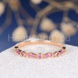 0.5ct Round Cut Simulated Ruby Half Eternity Wedding Band 14k Rose Gold Plated