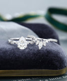 2.4ct Pear Cut Simulated Diamond Bridal Set Crown Tiara 14k White Gold Plated