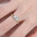 Infinity Bridal Set Engagement Ring 2ct Round Cut Diamond 14k Yellow Gold Finish