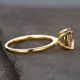 1ct Engagement Ring Oval Cut Peach Morganite Solitaire 14k Yellow Gold Finish