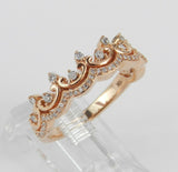 3ct Round Cut Diamond Princess Queen Crown Engagement Ring 14k Rose Gold Finish