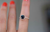 1.4ct Engagement Ring Cushion Blue Sapphire Round Accent Halo 14k Rose Gold Over