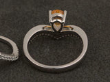 2.3ct Engagement Ring Pear Cut Yellow Citrine Bridal Set 14k White Gold Finish