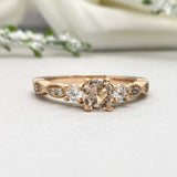 2ct Round Cut Morganite Solitaire with Accent Trilogy Ring 14k Yellow Gold Over