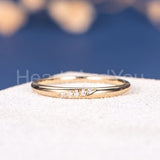 0.1ct Round Cut Moissanite Minimalist Women Wedding Band 14k Rose Gold Plated