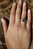 2.3ct Engagement Ring Oval Cut Blue Topaz Filigree 14k Yellow Gold Finish