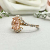 2.3ct Oval Peach Morganite Engagement Ring Swirl Solitaire 14k Yellow Gold Over