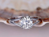 Split Shank Solitaire Engagement Ring 1ct Round Cut Diamond 14k WhiteGold Finish