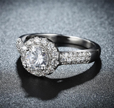 2Ct Round Cut Diamond Accents Halo Solitaire Engagement Ring 14K White Gold Over