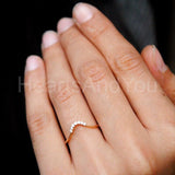 0.25ct Round Cut Moissanite Curved Stackable Wedding Band 14K Yellow Gold Plated