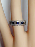 4Ct Round Cut Sapphire Diamond Filigree Wide Wedding Band 14K White Gold Finish