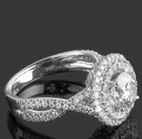 3ct Round Cut Diamond Engagement Ring Twist Shank Dual Halo 14k WhiteGold Finish
