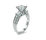 4ct Princess Cut Diamond Solitaire Ring 14K White Gold Finish with Accents