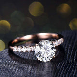 2ct Round Brilliant Cut Diamond Solitaire Ring with Accents 14k Rose Gold Finish