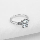 1.5ct Radiant Cut Diamond Solitaire Ring 14k White Gold Finish with Round Accent