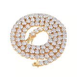 30 Ct Round Cut VVS1/D Diamond Tennis Necklace Solid 14K Yellow Gold Over