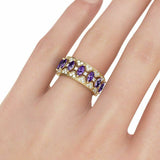 5Ct Marquise Amethyst Diamond Royal Vintage Wedding Band 14K Yellow Gold Finish