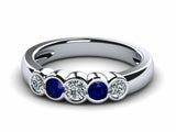 2.1ct Round Cut Alternate Sapphire Diamond Five Stone Band 14k White Gold Finish