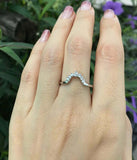 1ct Round Cut VVS1D Diamond Wedding Band Curved Minimalist 14k White Gold Finish