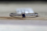 0.5ct Round Cut Blue Sapphire Engagement Ring 14k White Gold Over Diamond Accent
