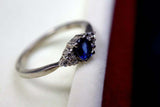 0.55ct Engagement Ring Oval Cut Sapphire Dainty Minimalist 14k White Gold Finish