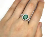 2.2ct Engagement Ring Oval Cut Green Emerald Split Shank Halo 14k WhiteGold Over