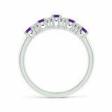 2.7ct Wedding Band Oval Cut Purple Amethyst Half Eternity 14k White Gold Finish