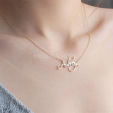 Custom Name Pendant with Chain 14k Yellow Gold Plated