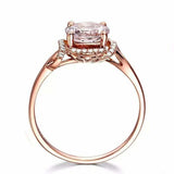 1.5ct Engagement Ring Round Cut Peach Morganite Diamond Halo 14k Rose Gold Over