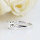 1.6ct Round Cut VVS1D Diamond Ring Solitaire with Accents 14k White Gold Finish