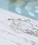 0.5ct Marquise Cut Simulated Diamond Chevron Wedding Band 14k White Gold Plated