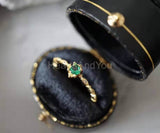 0.5ct Round Cut Simulated Emerald Minimal Engagement Ring 14k Yellow Gold Plated