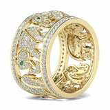 6Ct Round Cut VVS1 Diamond Walking Elephants Wedding Band 14K Yellow Gold Finish