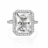 2.4ct Engagement Ring Radiant Cut Diamond Round Accent Halo 14k WhiteGold Finish