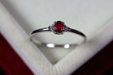 0.2ct Engagement Ring Oval Cut Pink Ruby Dainty Minimalist 14k White Gold Finish