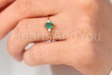 0.2ct Oval Cut Simulated Green Emerald Three Stone Ring 14k Yellow Gold Plated