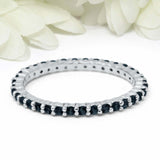 2ct Round Cut Black Diamond Wedding Band Stackable Eternity 14k WhiteGold Finish