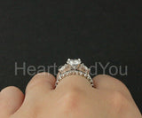 2.2ct Round Cut Moissanite Trilogy Ring Half Eternity Band 14k White Gold Plated