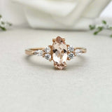 2ct Engagement Ring Marquise Cut Morganite Diamond Petite 14k Yellow Gold Finish