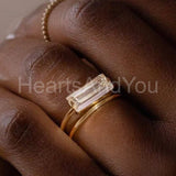 0.3ct Baguette Cut Simulated Diamond Minimalist Ring 14k Yellow Gold Plated