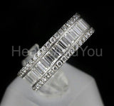2.5ct Baguette Simulated Diamond Anniversary Wedding Band 14k White Gold Plated