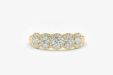 2.4ct Wedding Ring Band Round Cut Diamond Half Eternity Halo 14k YellowGold Over