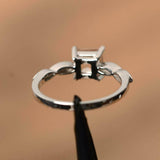 1.5ct Engagement Ring Asscher Peach Morganite Diamond Accent 14k White Gold Over