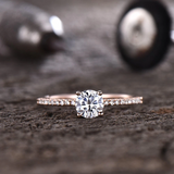 0.5ct Round Cut Diamond Engagement Ring Accents Solitaire 14k Rose Gold Finish