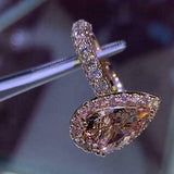 4Ct Pear Cut Peach Morganite Diamond Accent Engagement Ring 14K Rose Gold Finish