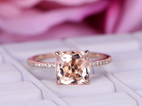 1ct Cushion Peach Morganite Engagement Ring Diamond Accents 14k Rose Gold Finish