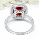 2.75ct Cushion Red Garnet Engagement Ring Diamond Accent Halo 14k WhiteGold Over