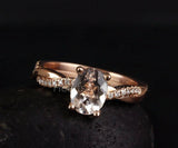 1ct Oval Cut Simulated Morganite Infinity Engagement Ring 14k Rose Gold Plated